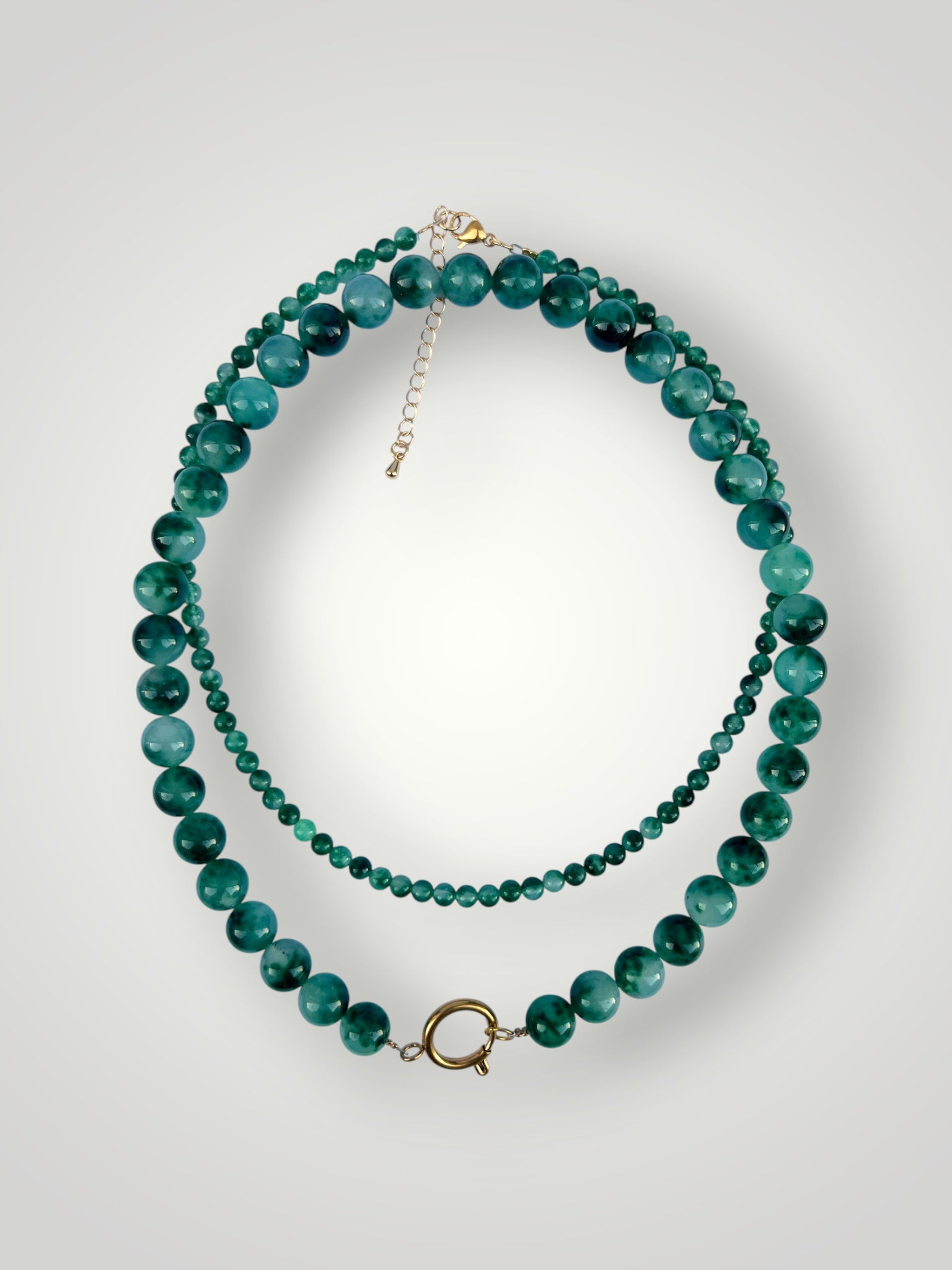 10mm Natural Stone Necklace Green Agate