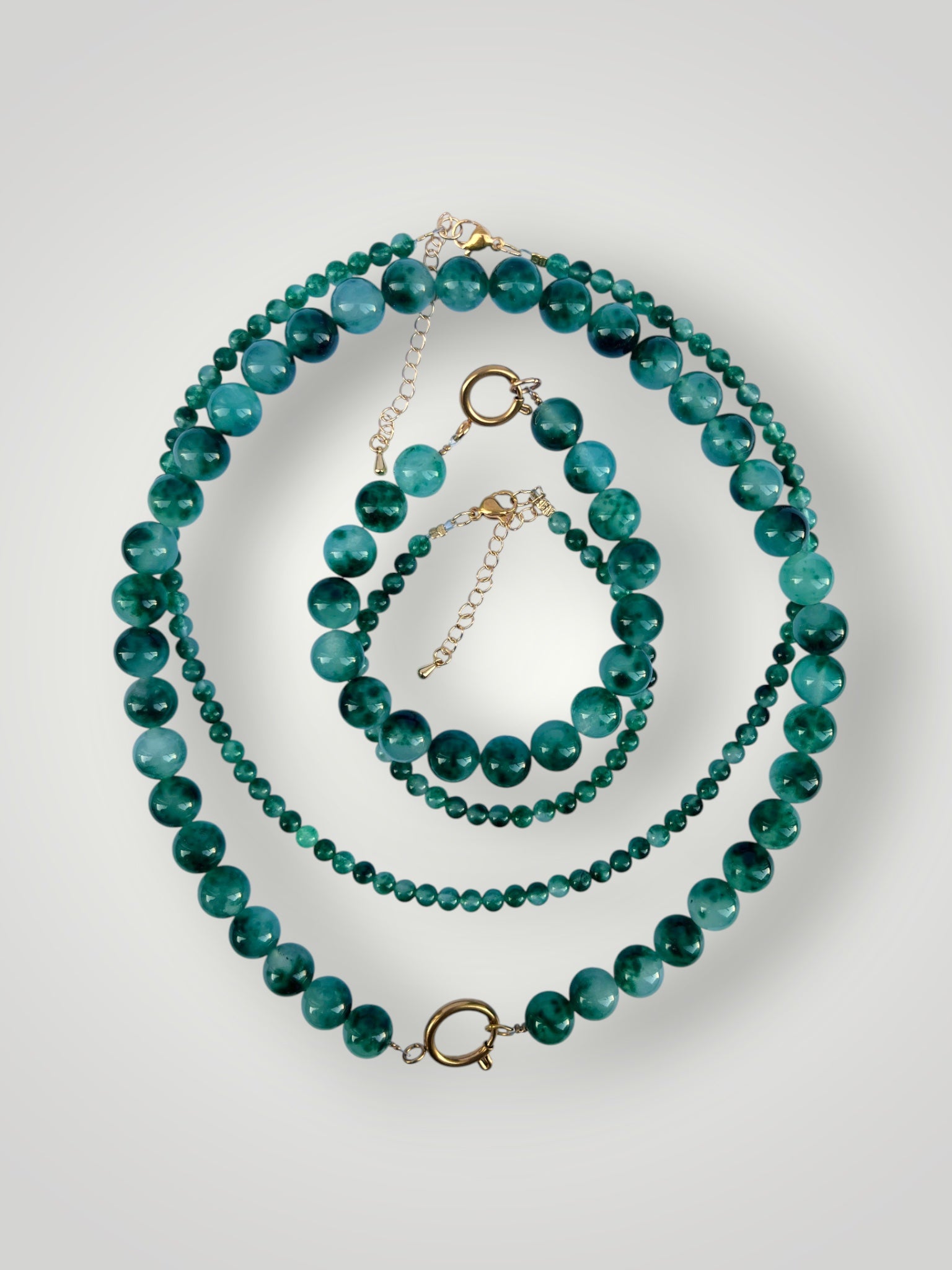 10mm Natural Stone Necklace Green Agate