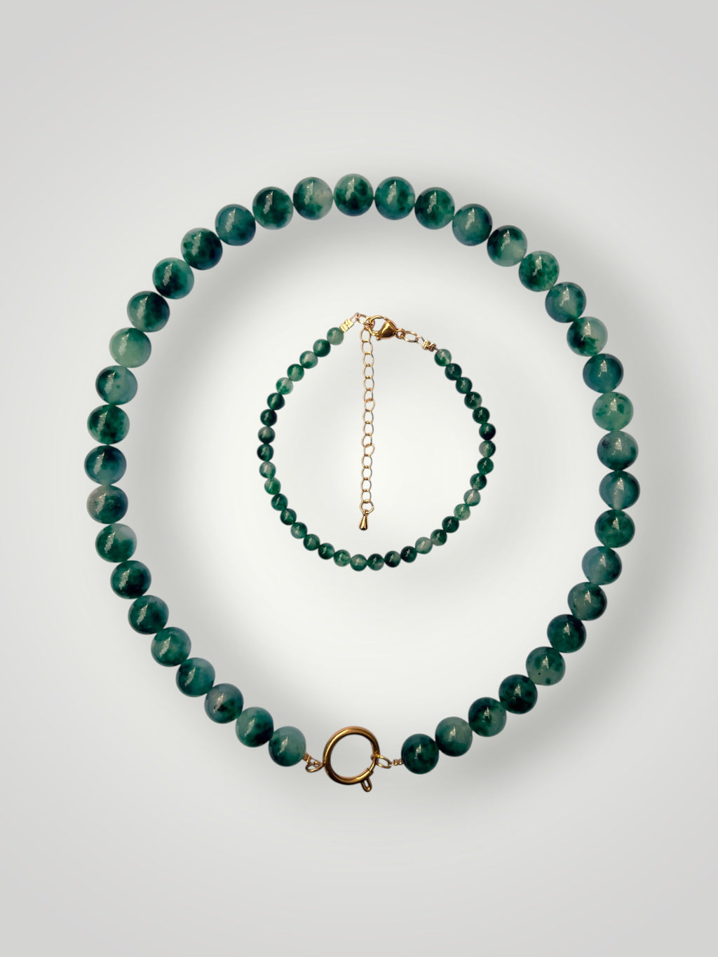 10mm Natural Stone Necklace Green Agate