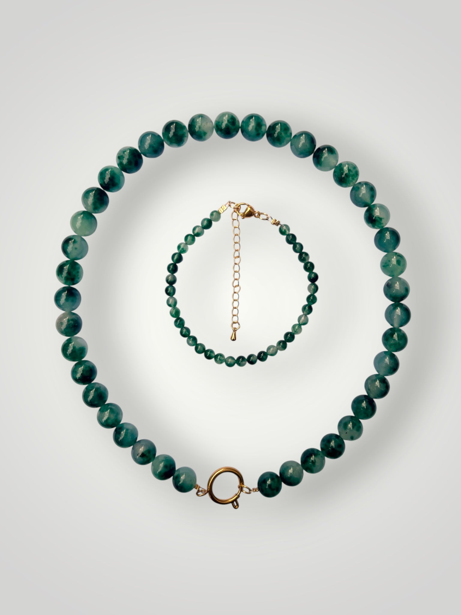 10mm Natural Stone Necklace Green Agate