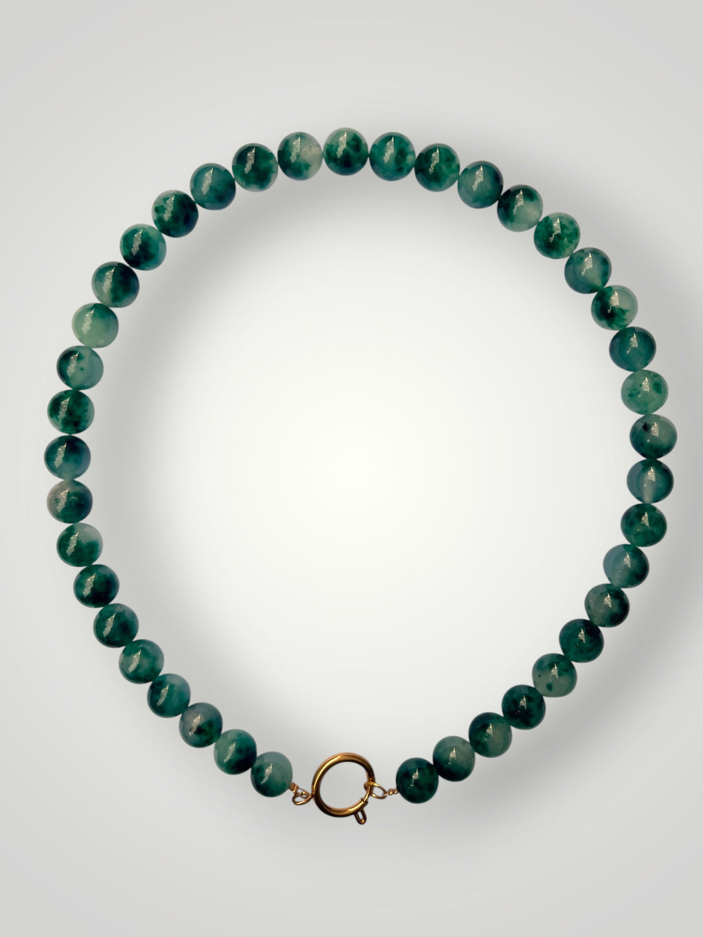 10mm Natural Stone Necklace Green Agate