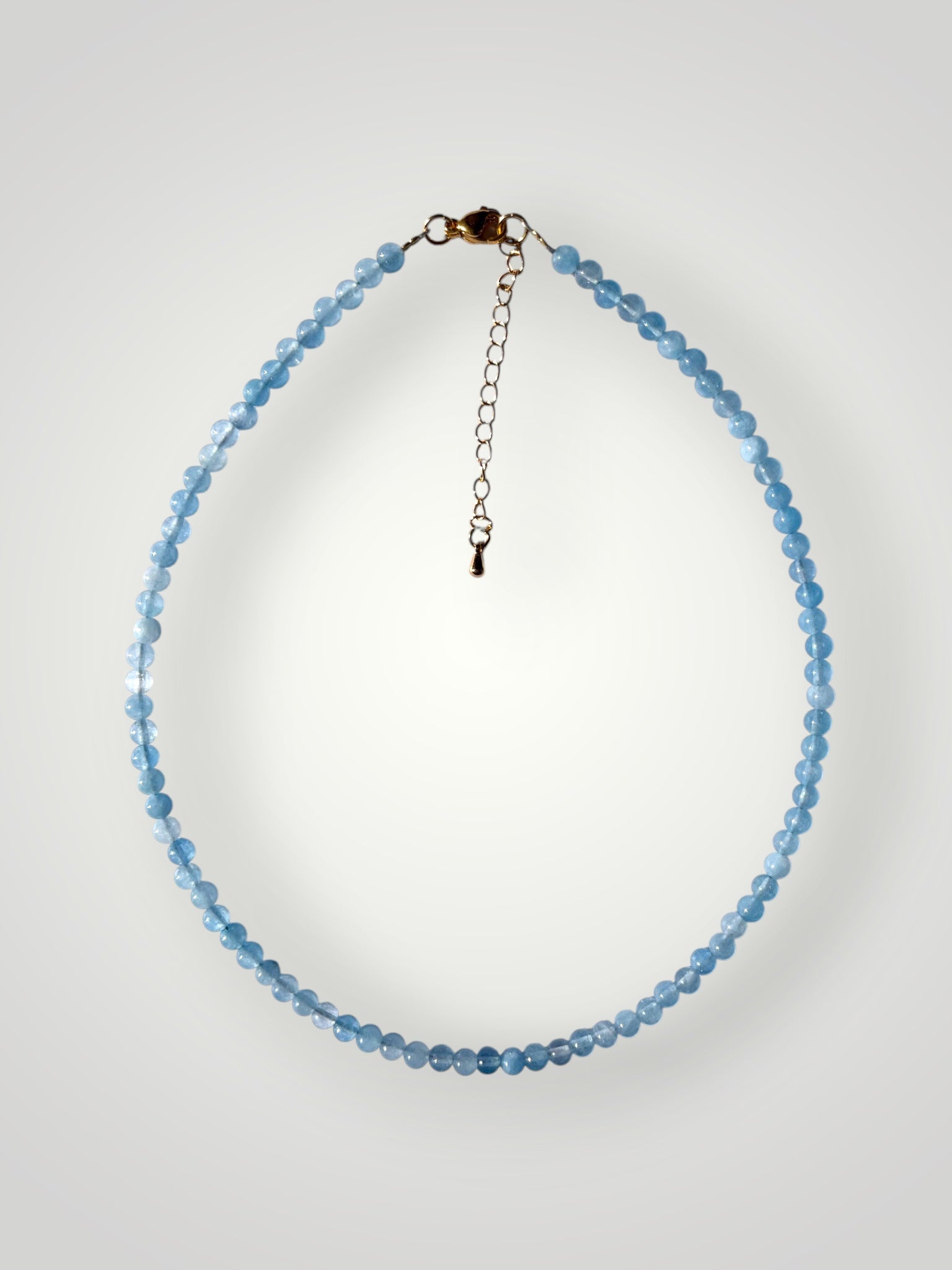4mm Natural Stone Necklace Aquamarine