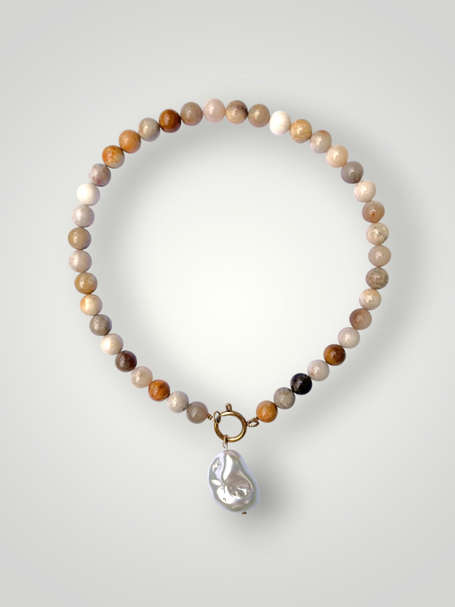 10mm Natural Stone Necklace Chrysanthemum Agate