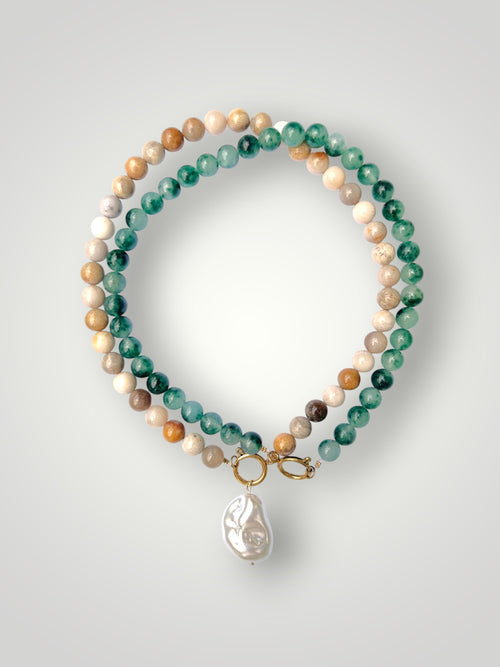 10mm Natural Stone Necklace Green Agate