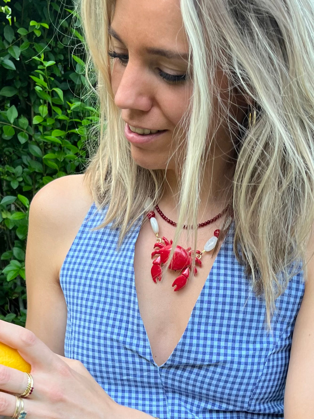 White Crab Necklace
