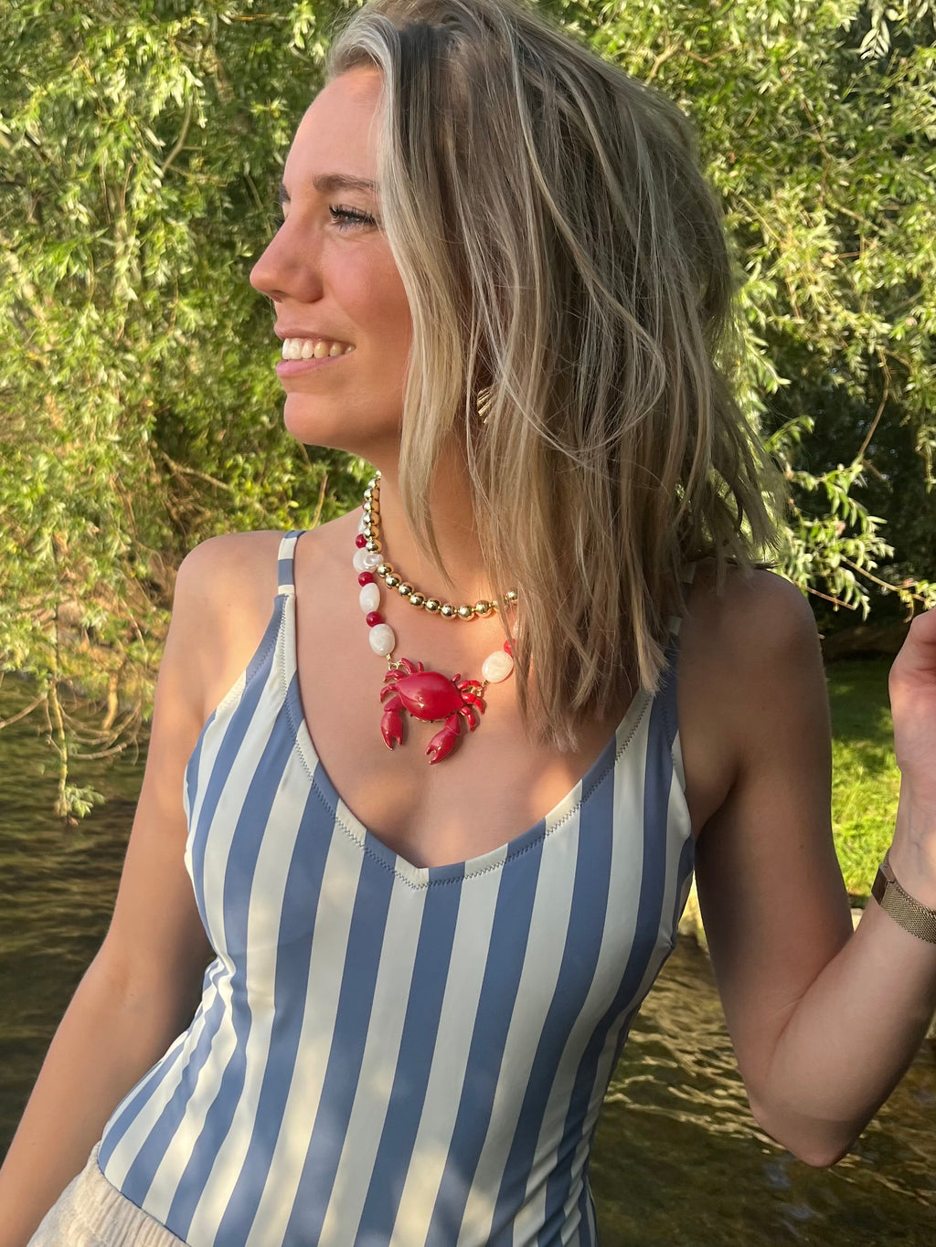 White Crab Necklace