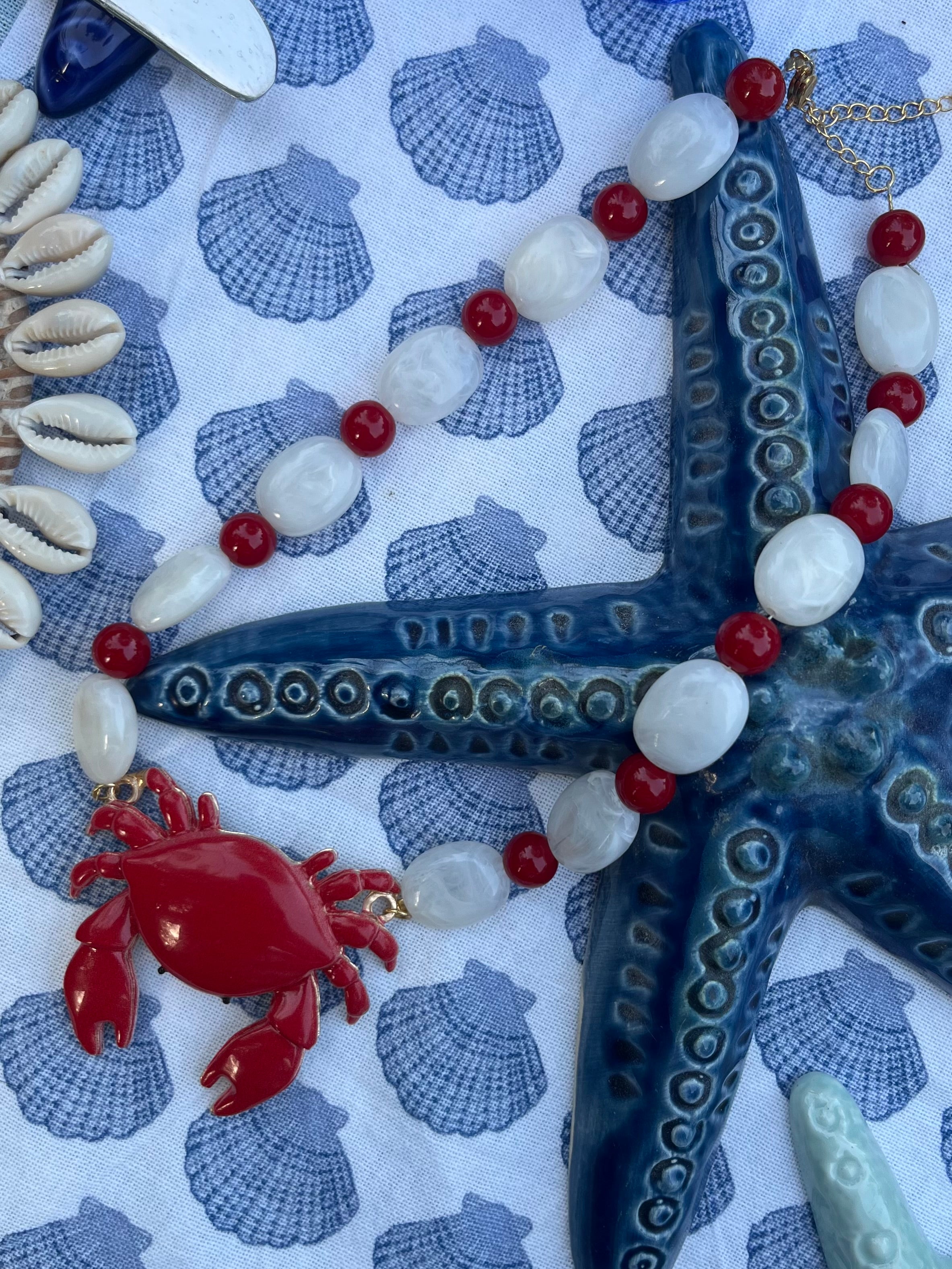 White Crab Necklace