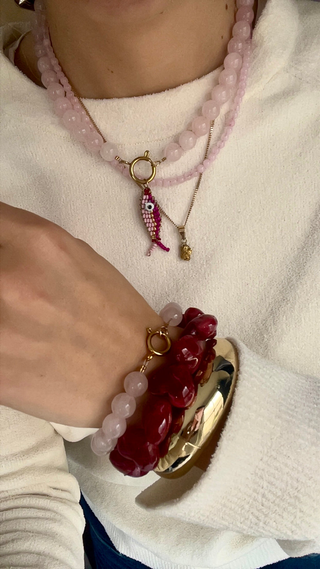 4mm Natural Stone Necklace Rose Quartz