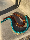 Coin Fringe Necklace Teal