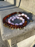 Coin Fringe Necklace Amber