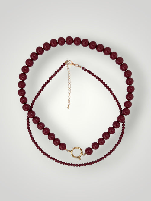 10mm Natural Stone Necklace Red Cinnabar