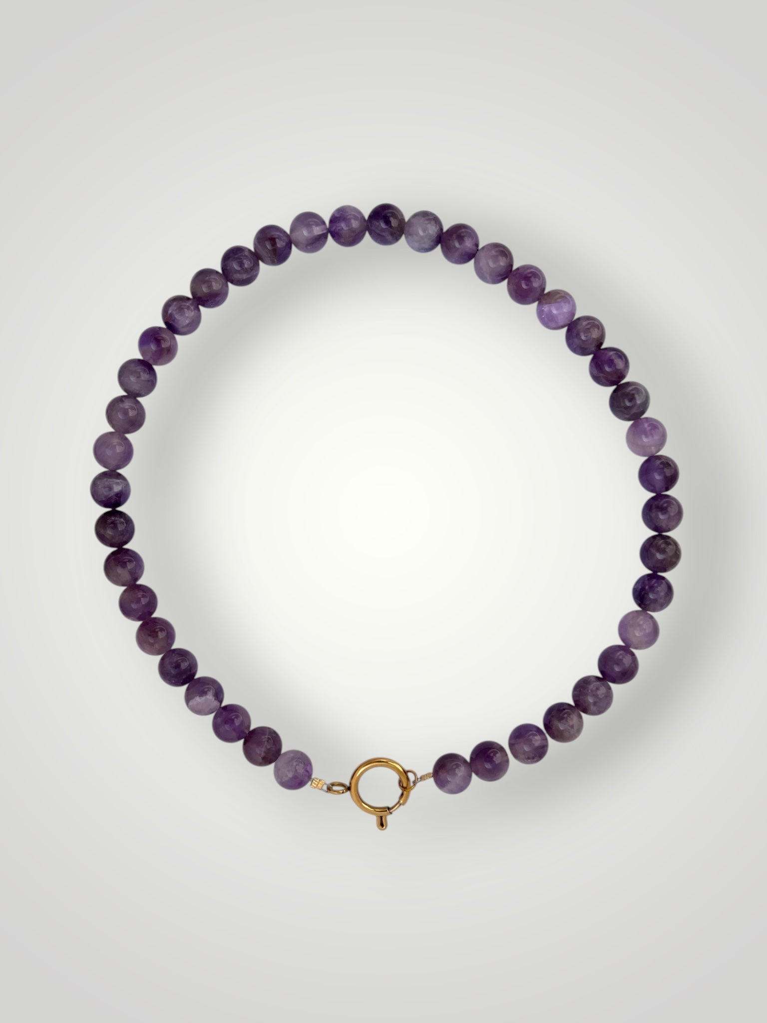 10mm Natural Stone Necklace Amethyst