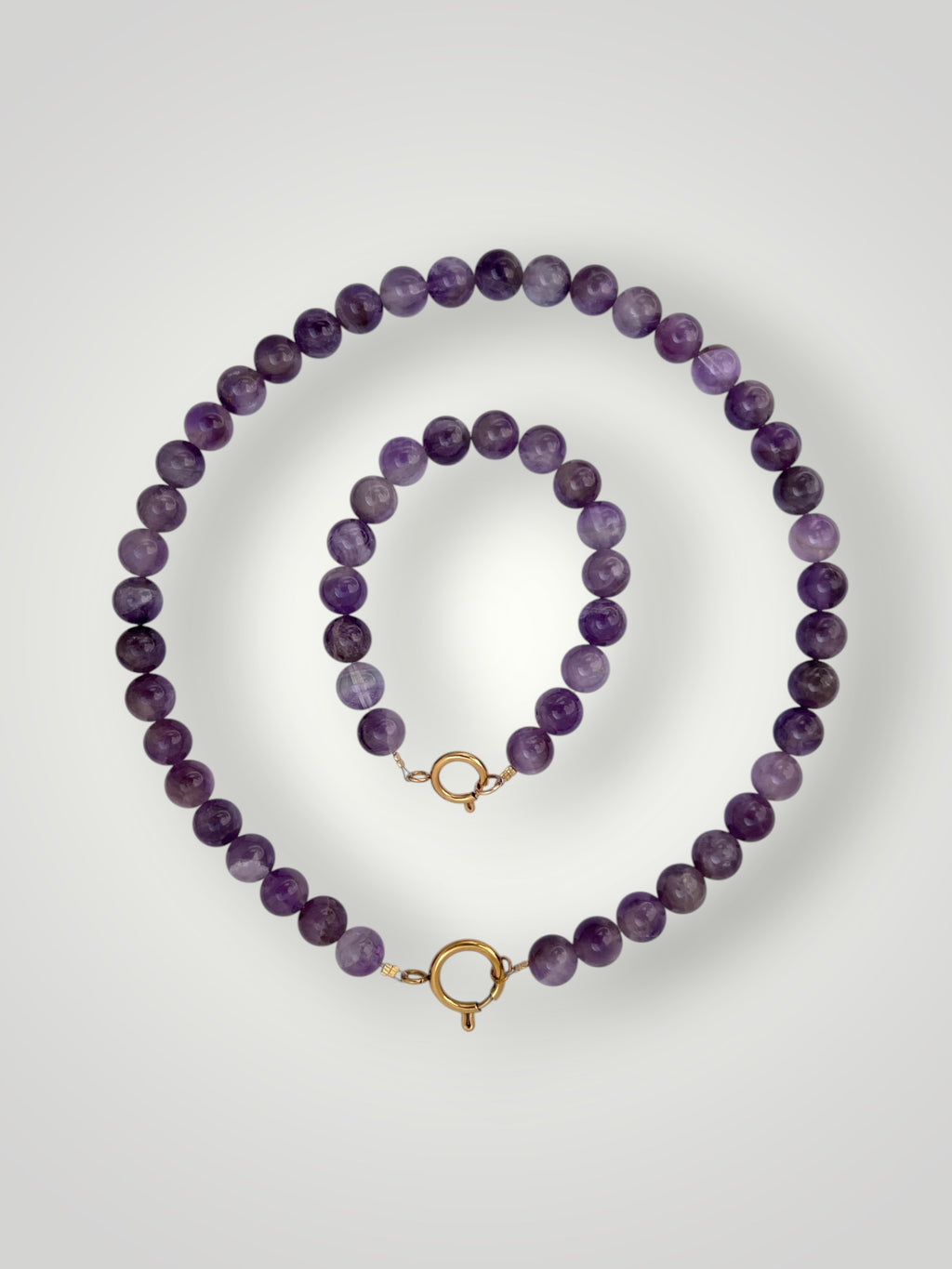10mm Natural Stone Necklace Amethyst