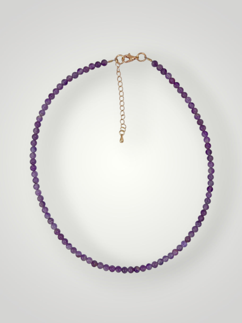 4mm Natural Stone Necklace Amethyst