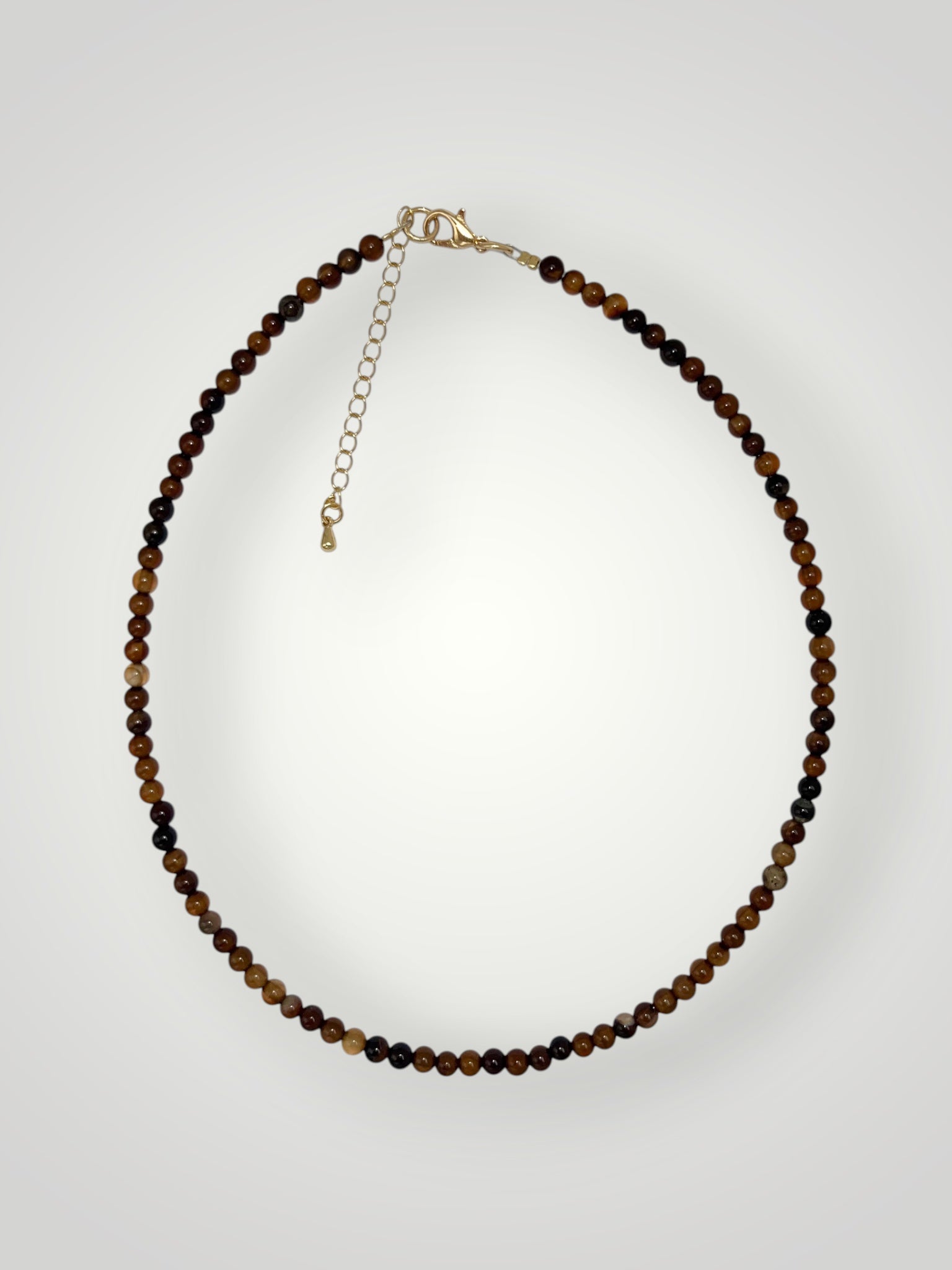 4mm Natural Stone Necklace Brown Agate