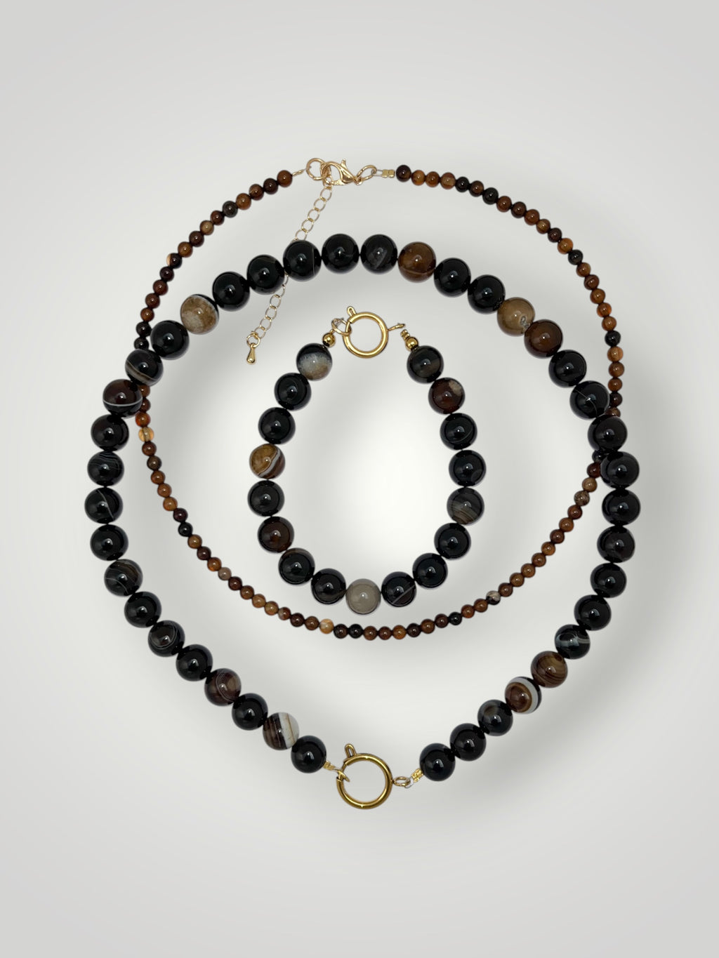 10mm Natural Stone Necklace Brown Agate
