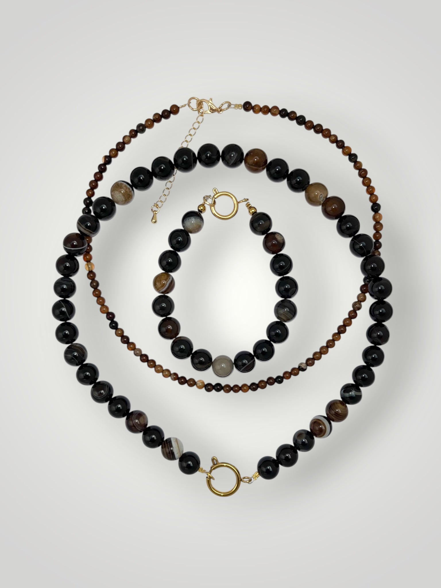 10mm Natural Stone Necklace Brown Agate