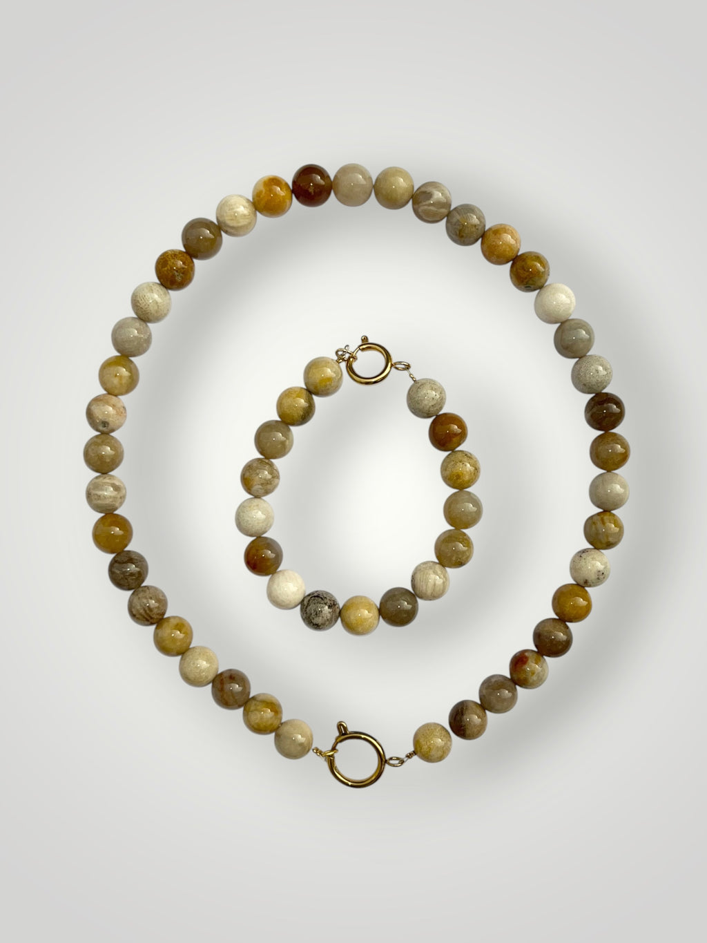 10mm Natural Stone Bracelet Chrysanthemum Agate