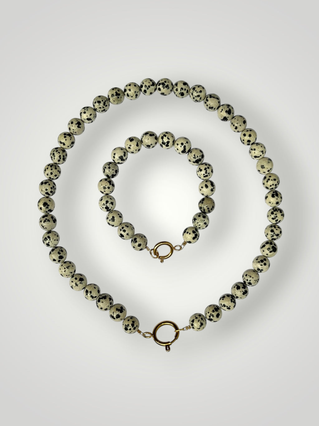 10mm Natural Stone Necklace Dalmatian Jasper