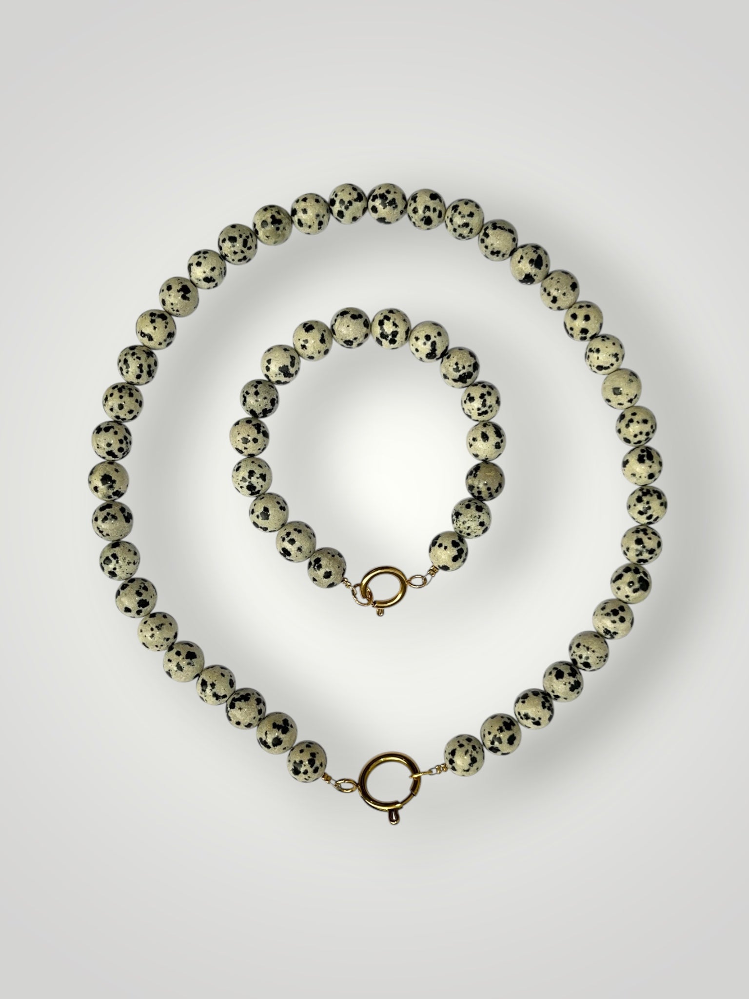 10mm Natural Stone Necklace Dalmatian Jasper