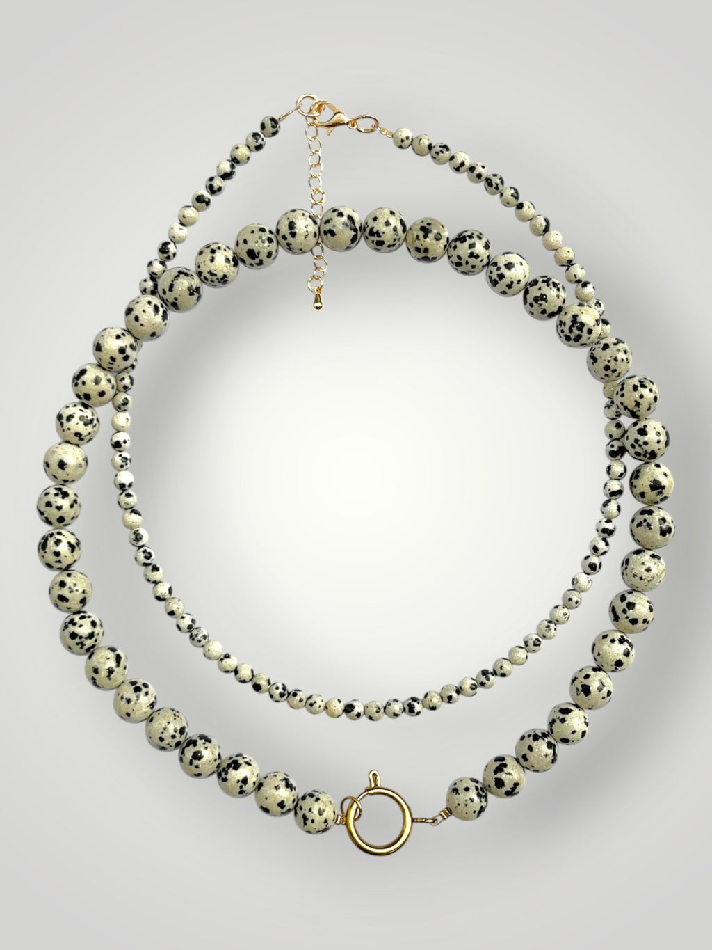10mm Natural Stone Necklace Dalmatian Jasper