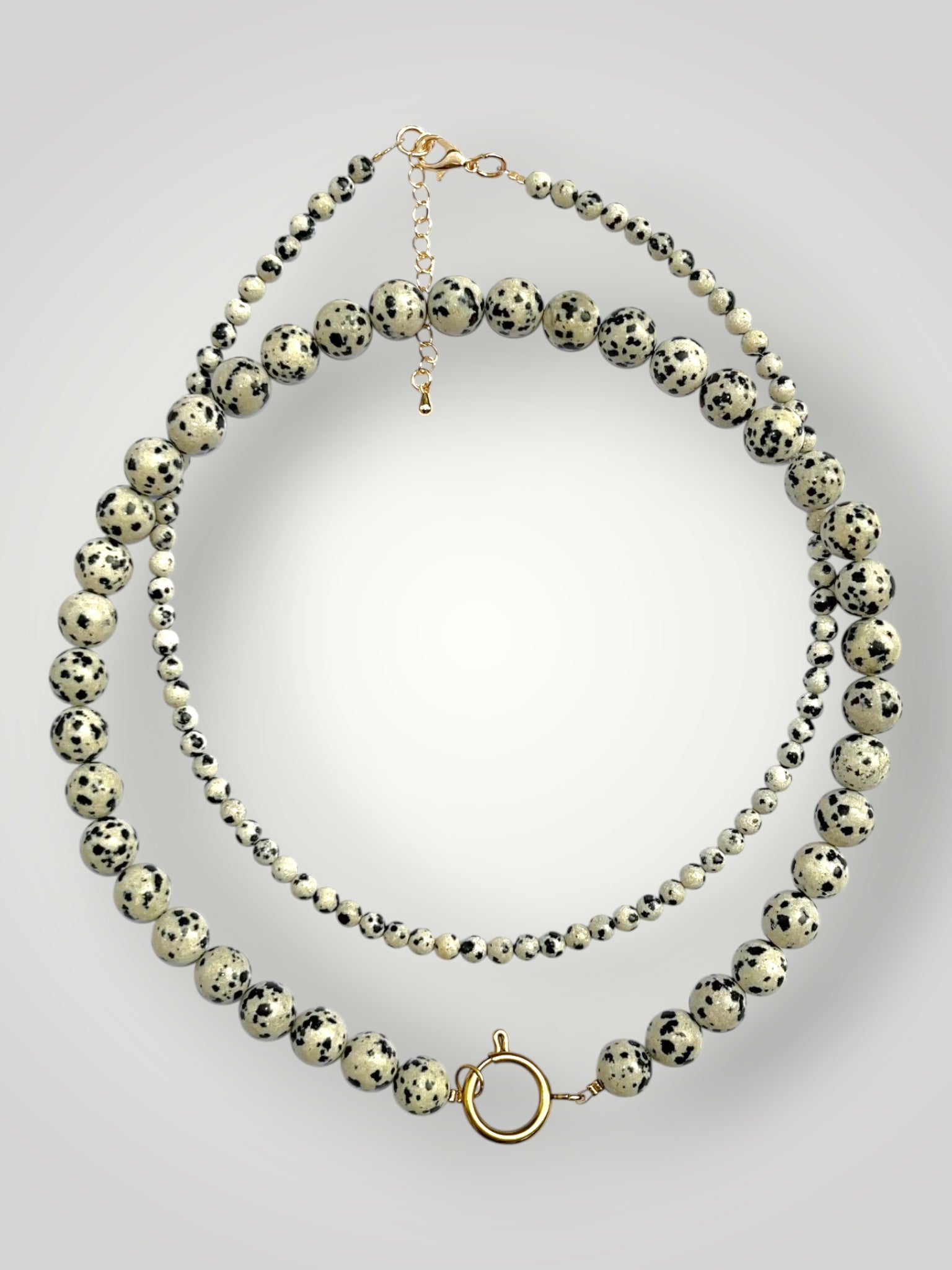 10mm Natural Stone Necklace Dalmatian Jasper