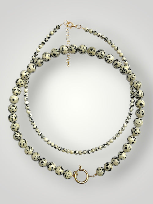 10mm Natural Stone Necklace Dalmatian Jasper