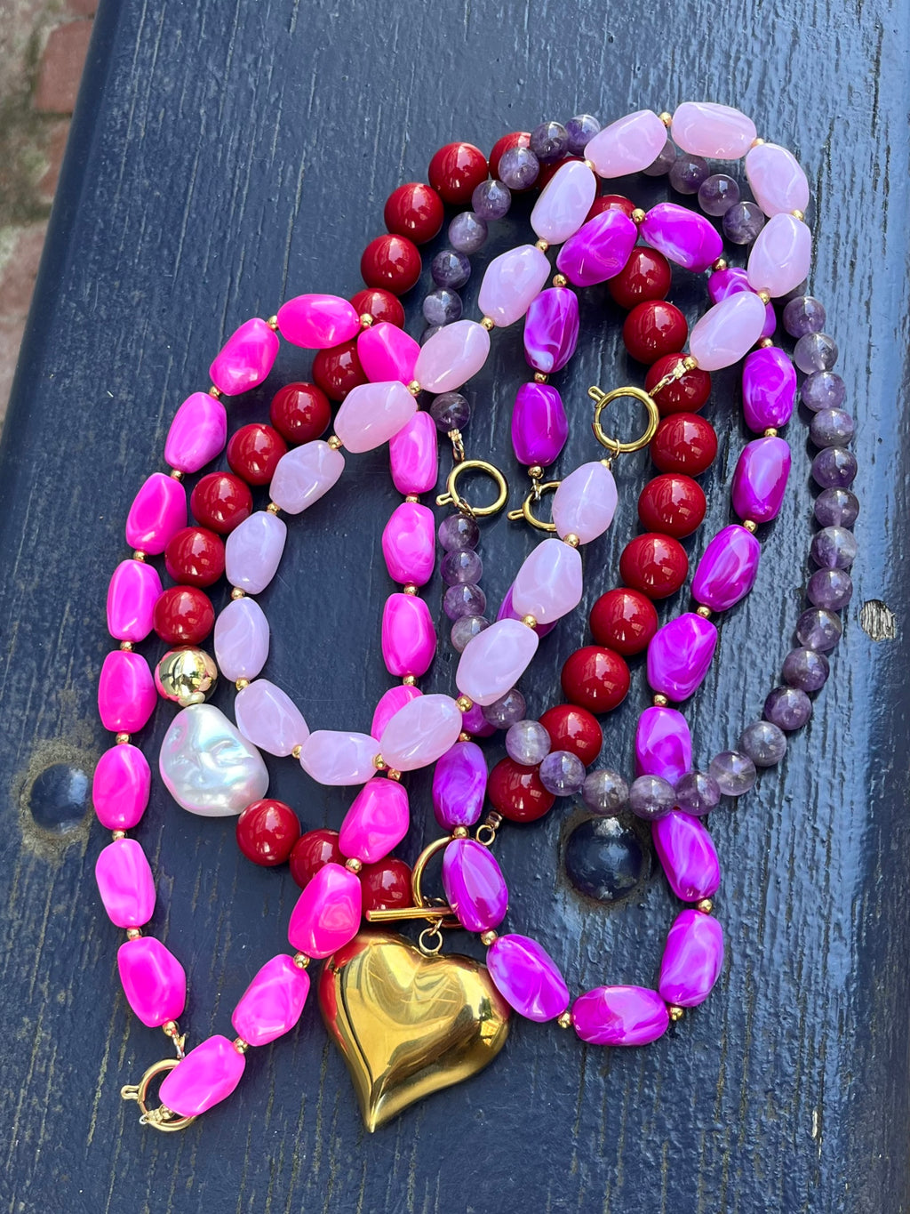 Nugget Necklace Magenta