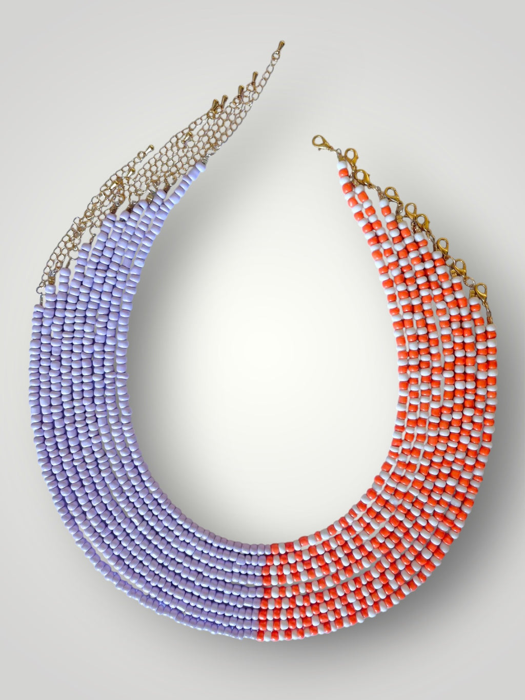 Double Trouble Necklace Orange/Lilac